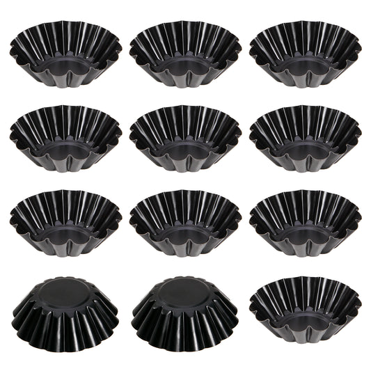 3" 12Pcs Round Tart Pan Set(Black)