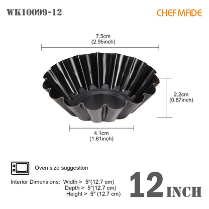 3" 12Pcs Round Tart Pan Set(Black)
