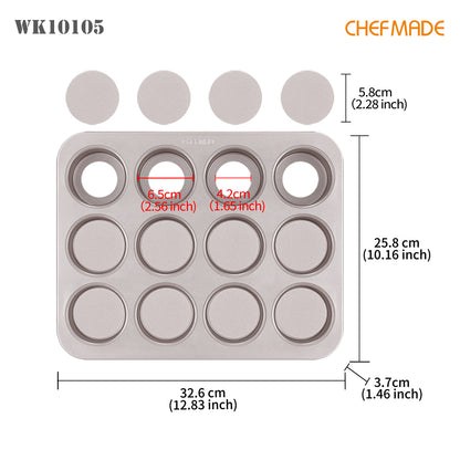 12 Cup Carbon Steel Non-stick English Muffin Pan With Loose Bottom