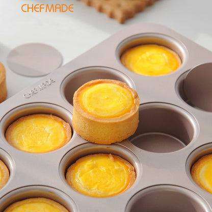 12 Cup Carbon Steel Non-stick English Muffin Pan With Loose Bottom