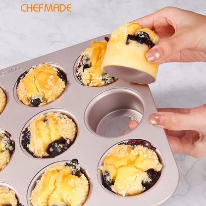 12 Cup Carbon Steel Non-stick English Muffin Pan With Loose Bottom