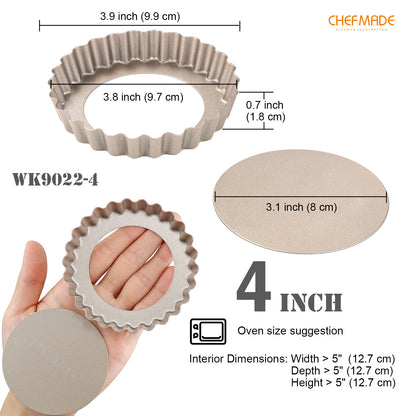 4" Round Tart Pan Set with Removable Bottom 4Pcs