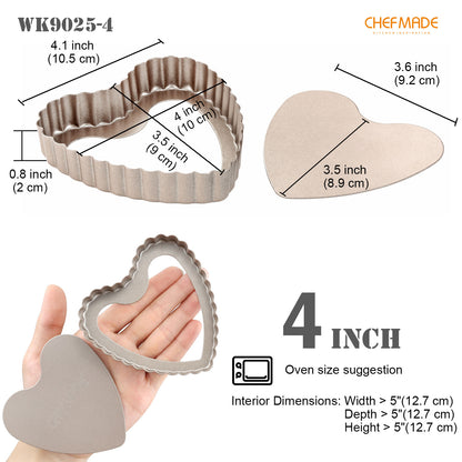 4" Mini Heart-Shaped Tart Pan Set 4Pcs