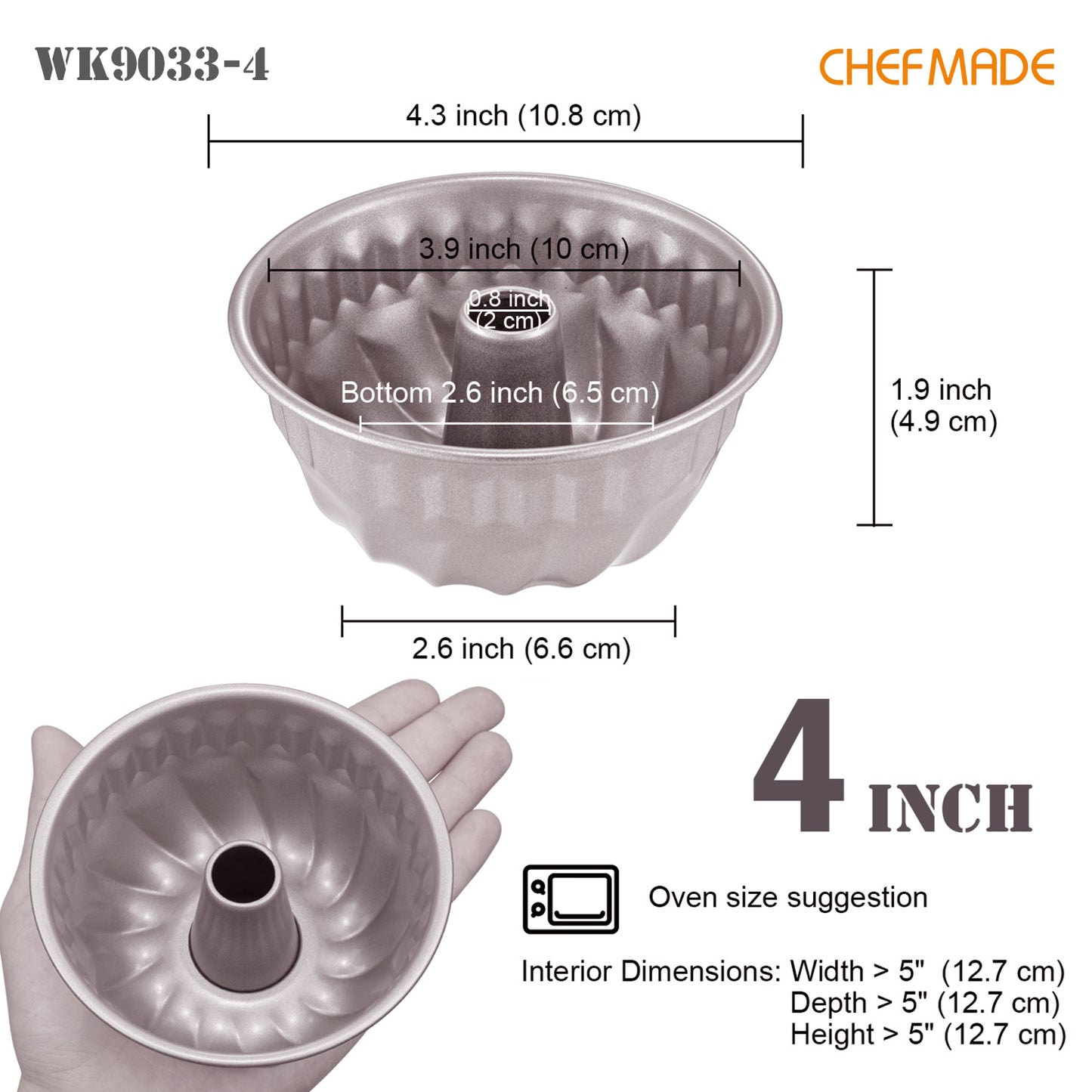 3.5" Mini Angel Food Pan Set 4Pcs