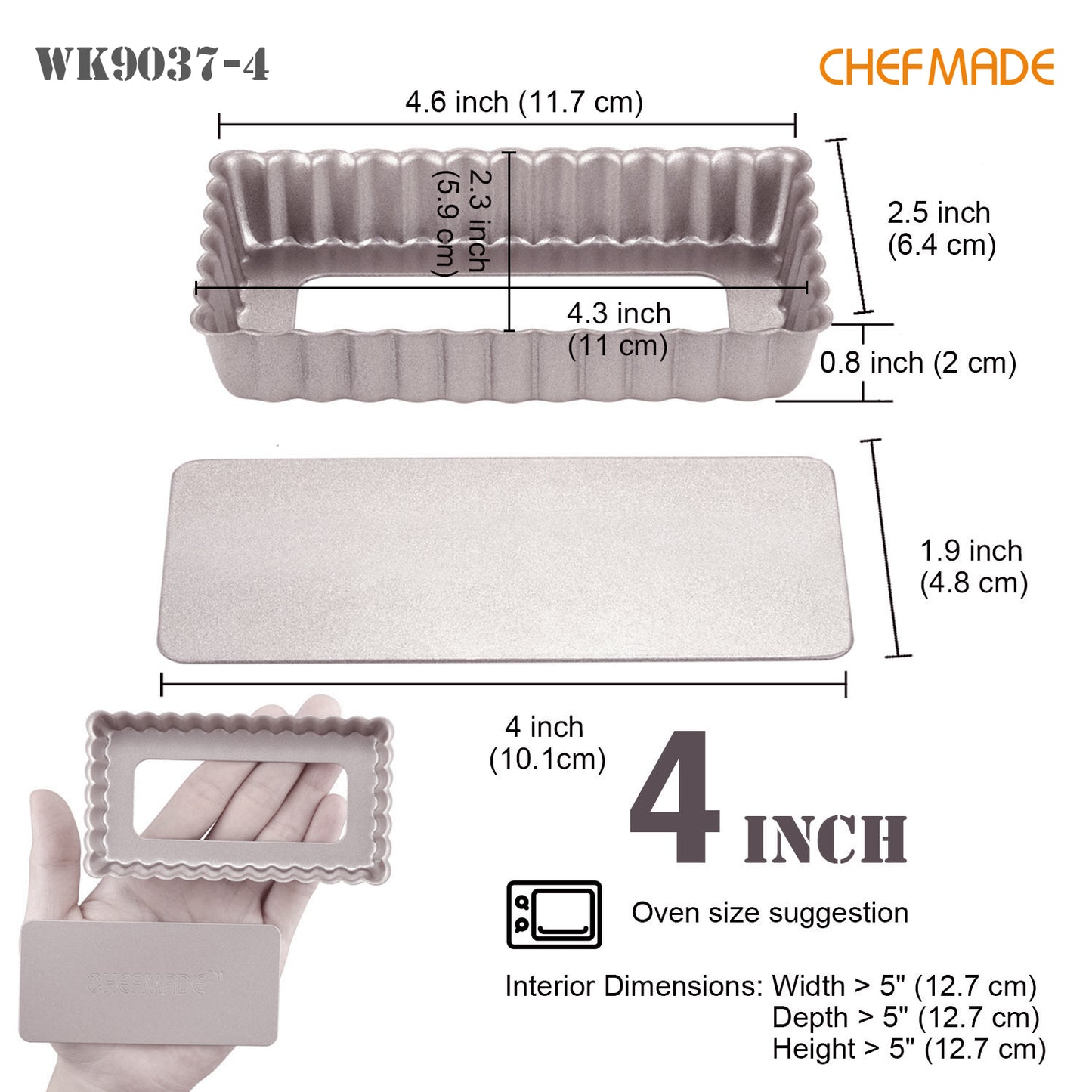 2" x 4" Tart Pan 4Pcs