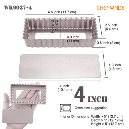 2" x 4" Tart Pan 4Pcs