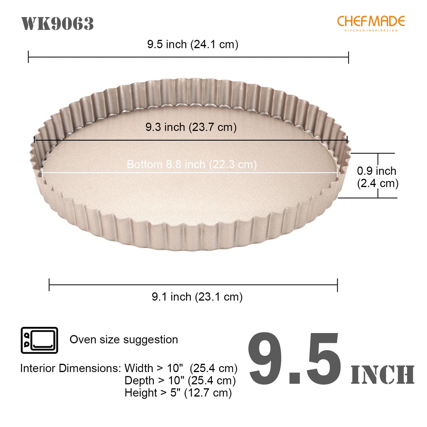 9.5" Round Tart Pan with Removable Bottom
