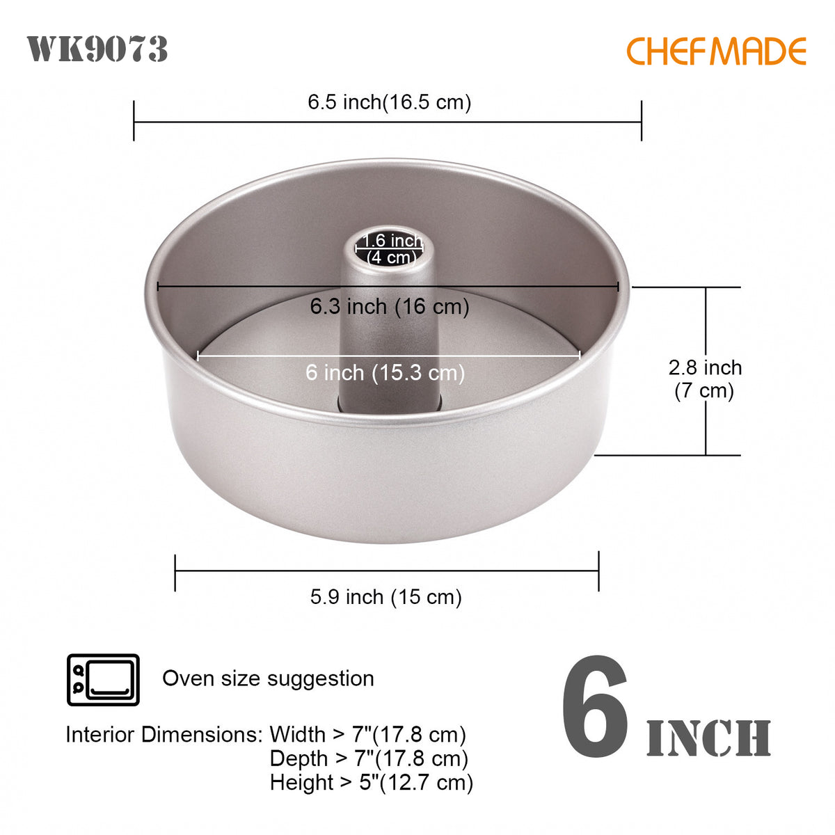 6" Angel Food Pan with Removable Bottom