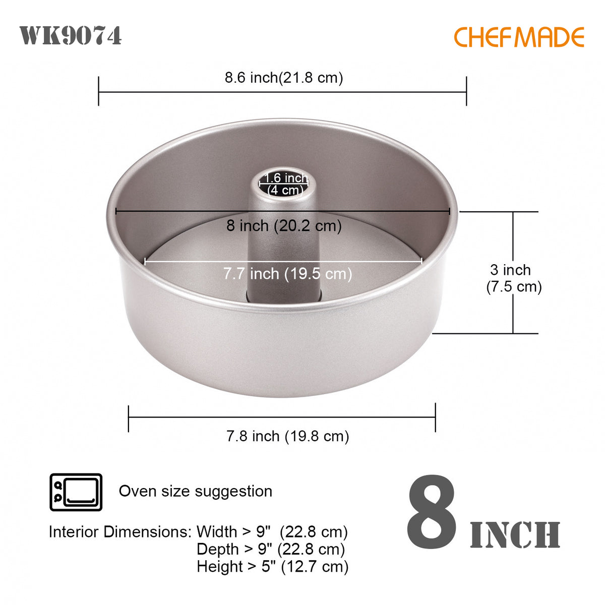 8" Angel Food Pan with Removable Bottom