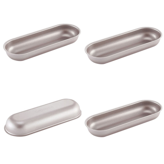2.5" x 7" Mini Loaf Pan Set Hotdog-Shaped 4Pcs