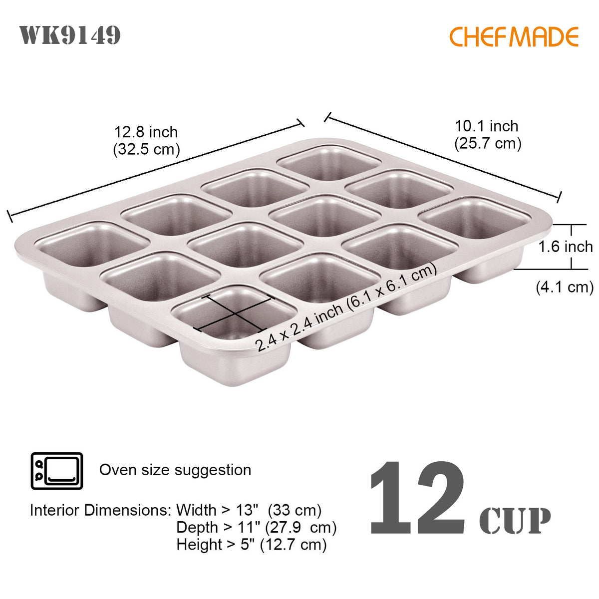Brownie Cake Pan Square 12 Well