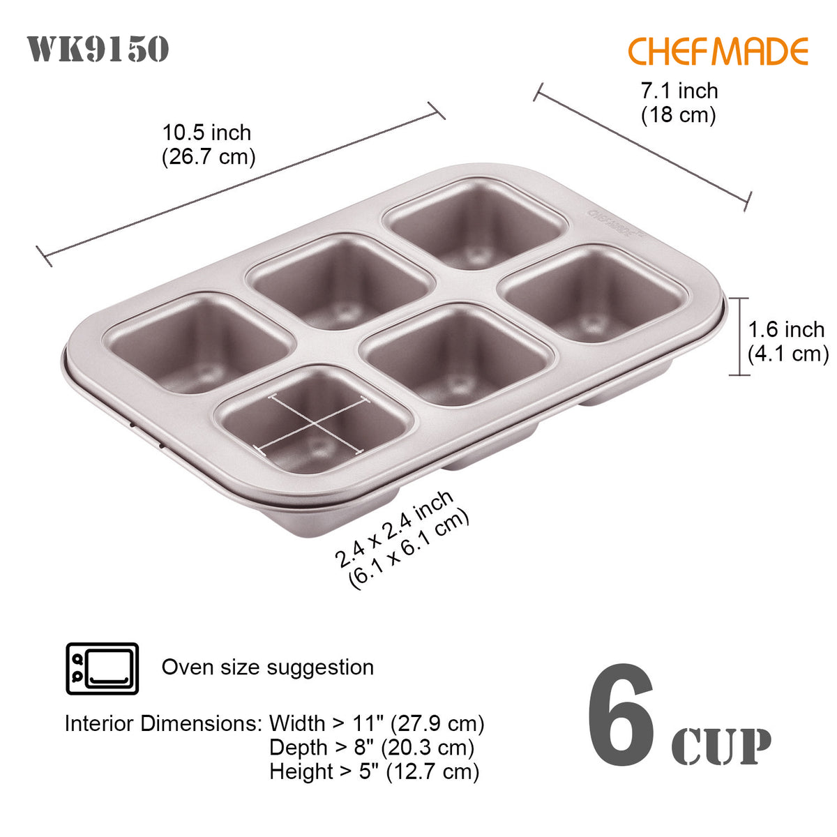 Brownie Cake Pan Square 6 Well