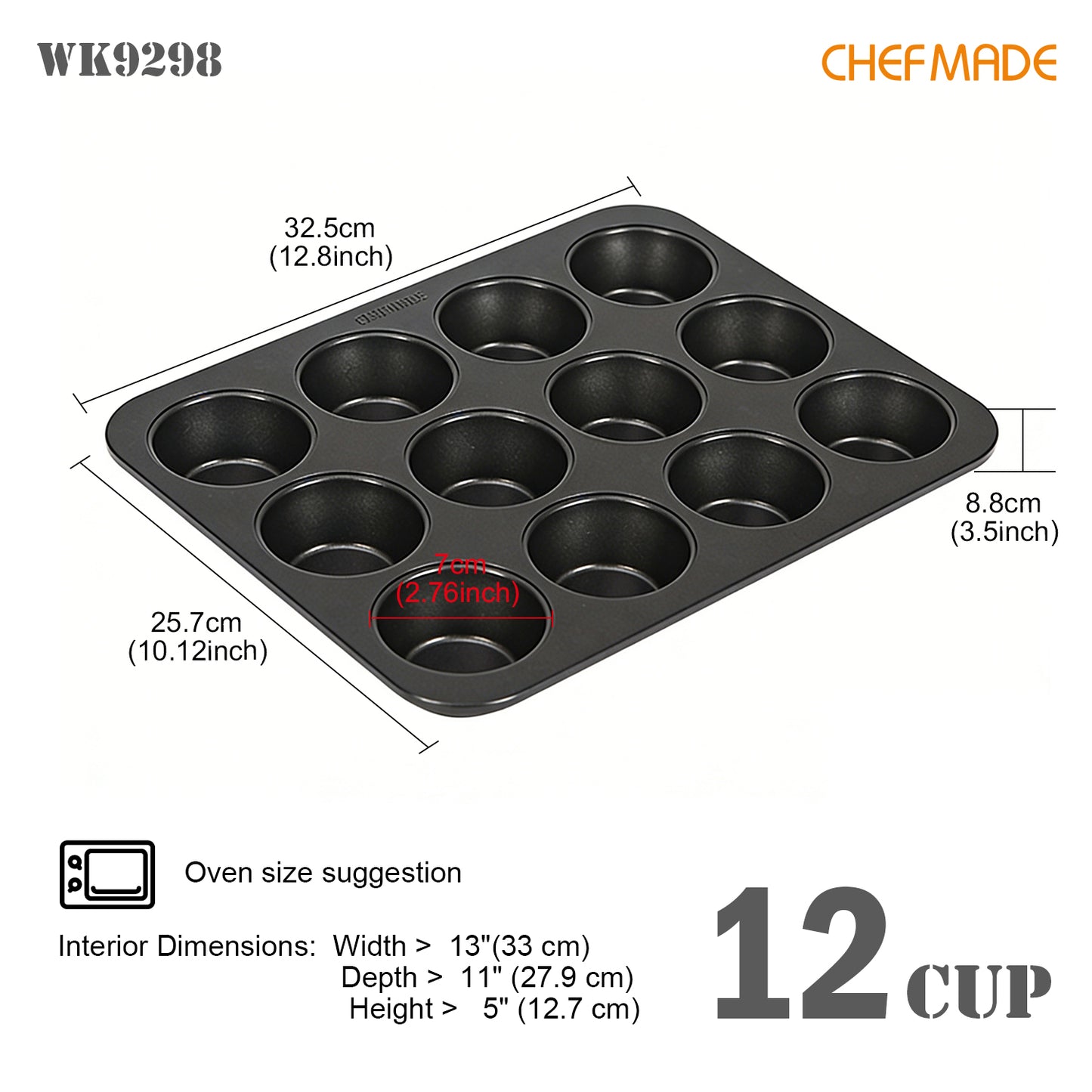 Muffin Pan 12 Well(Black)