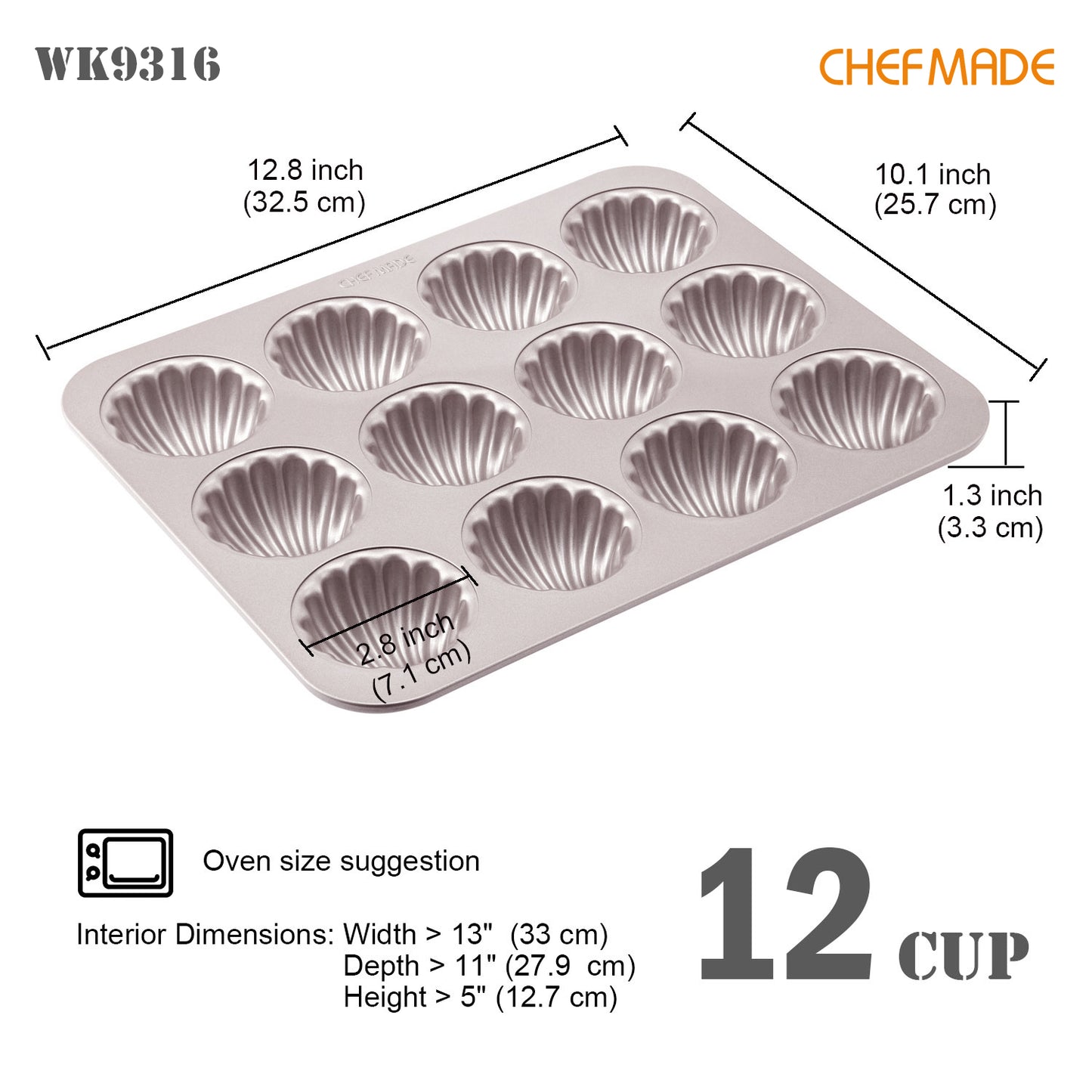 Madeline Cake Pan Spherical Shell 12 Well