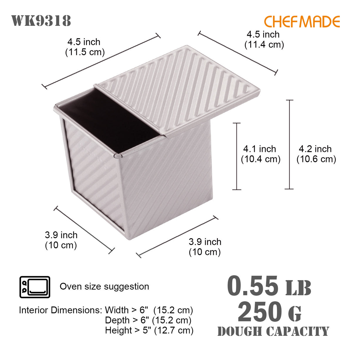 4" x 4" Corrugated Toast Box (250G Dough Capacity)