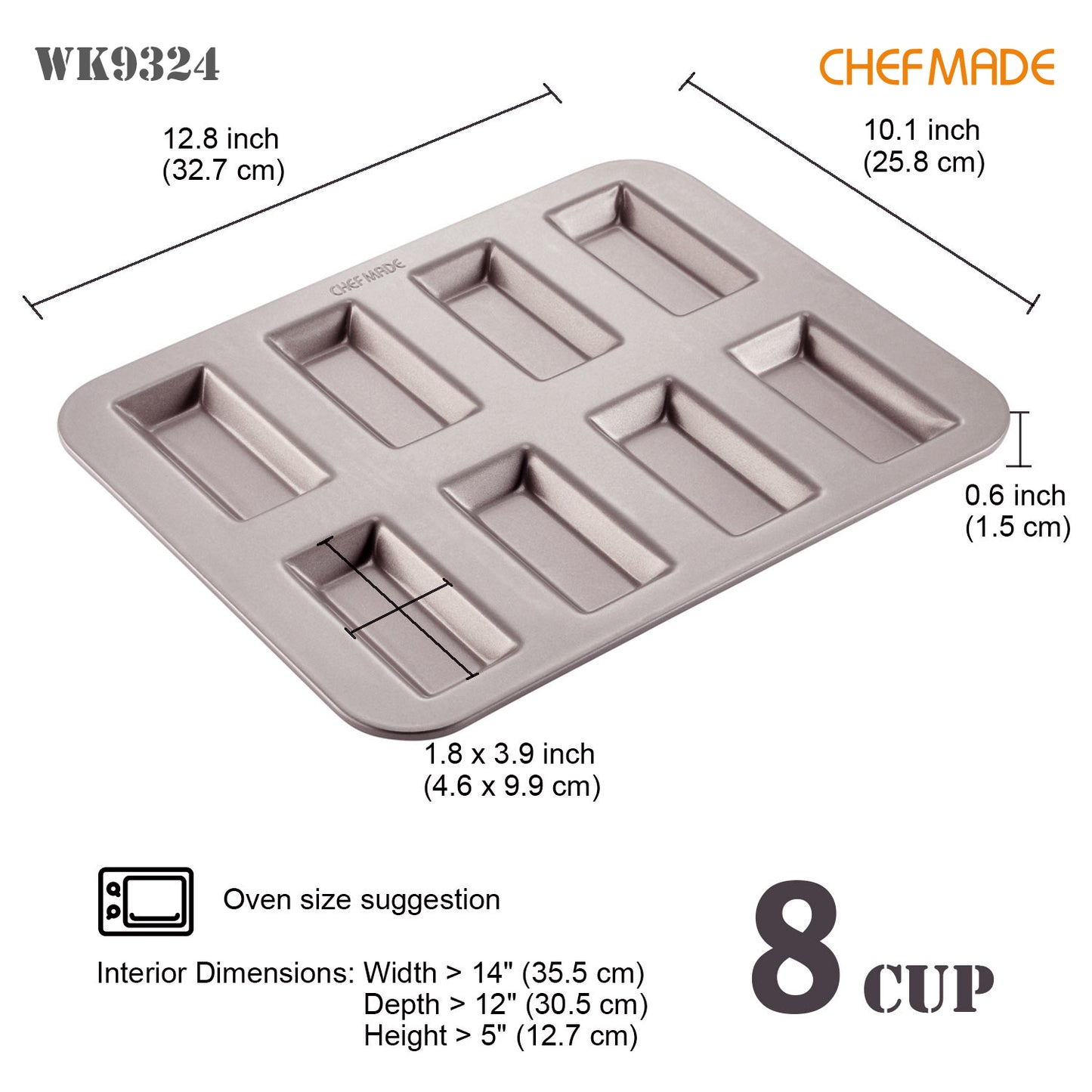 Financier Cake Pan Rectangle 8 Well