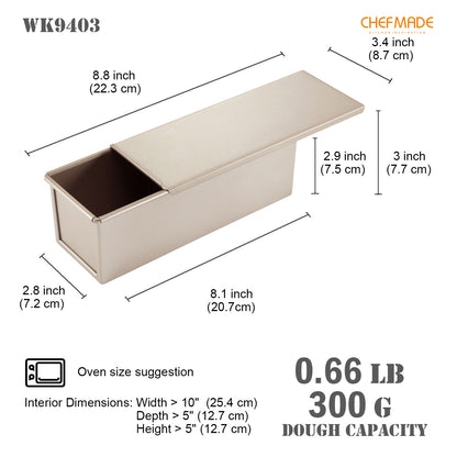 3" x 8" Flat Toast Box (300G Dough Capacity)