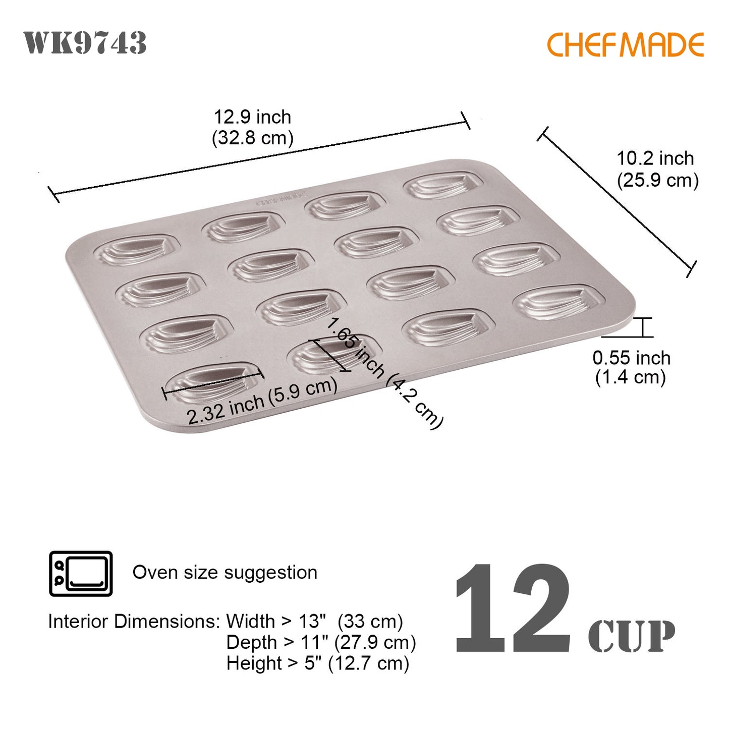 Madeleine Cake Pan Mini 0val Shell 16 Well