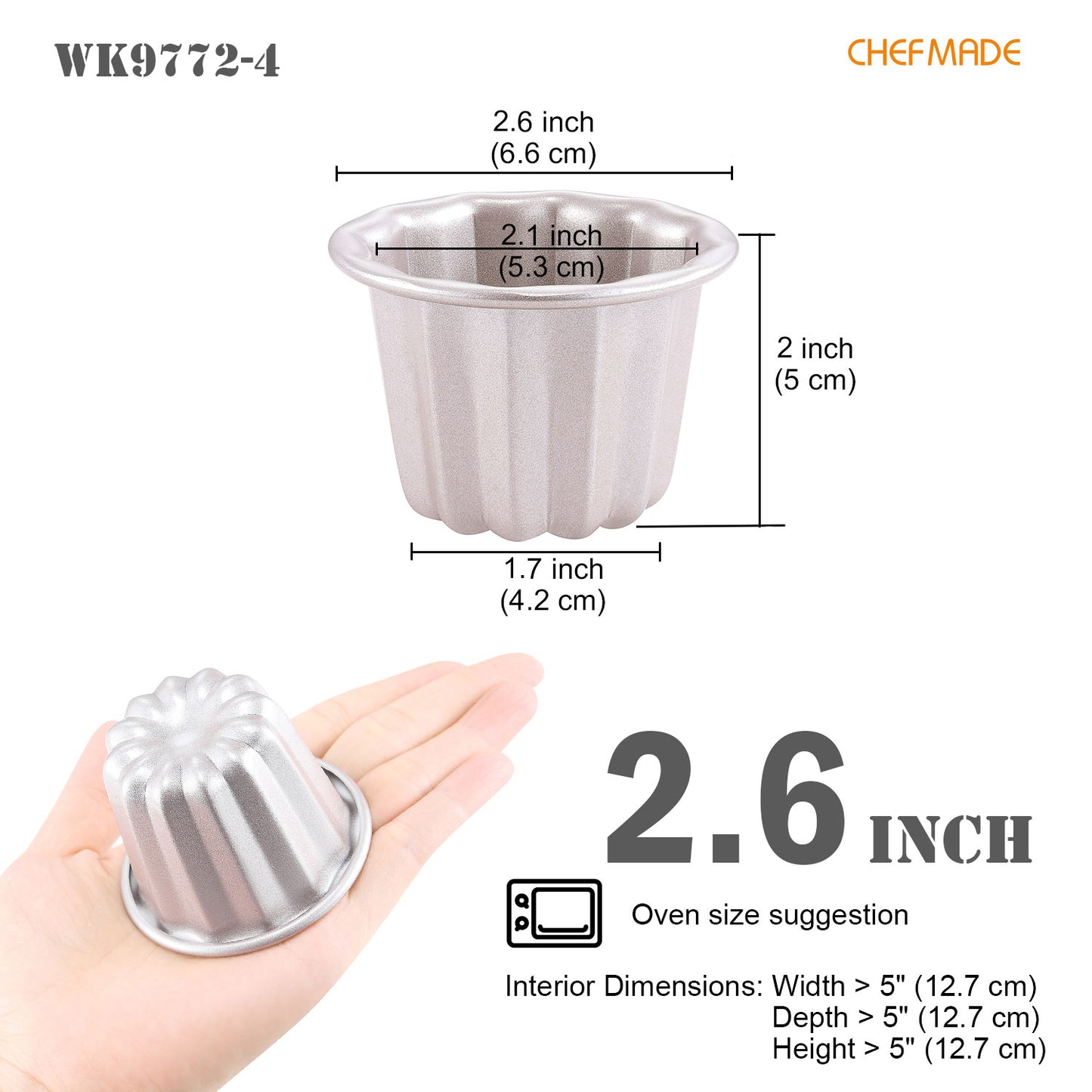 2.6" Cannele Cup 4Pcs