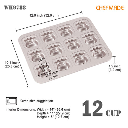 Cow-Shaped Cake Pan 12 Well