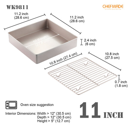 11.2" x 11.2" Square Deep Roasting Pan with Rack