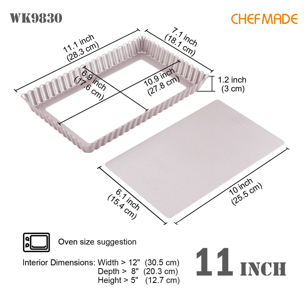 11" Rectangle Tart Pan with Removable Bottom