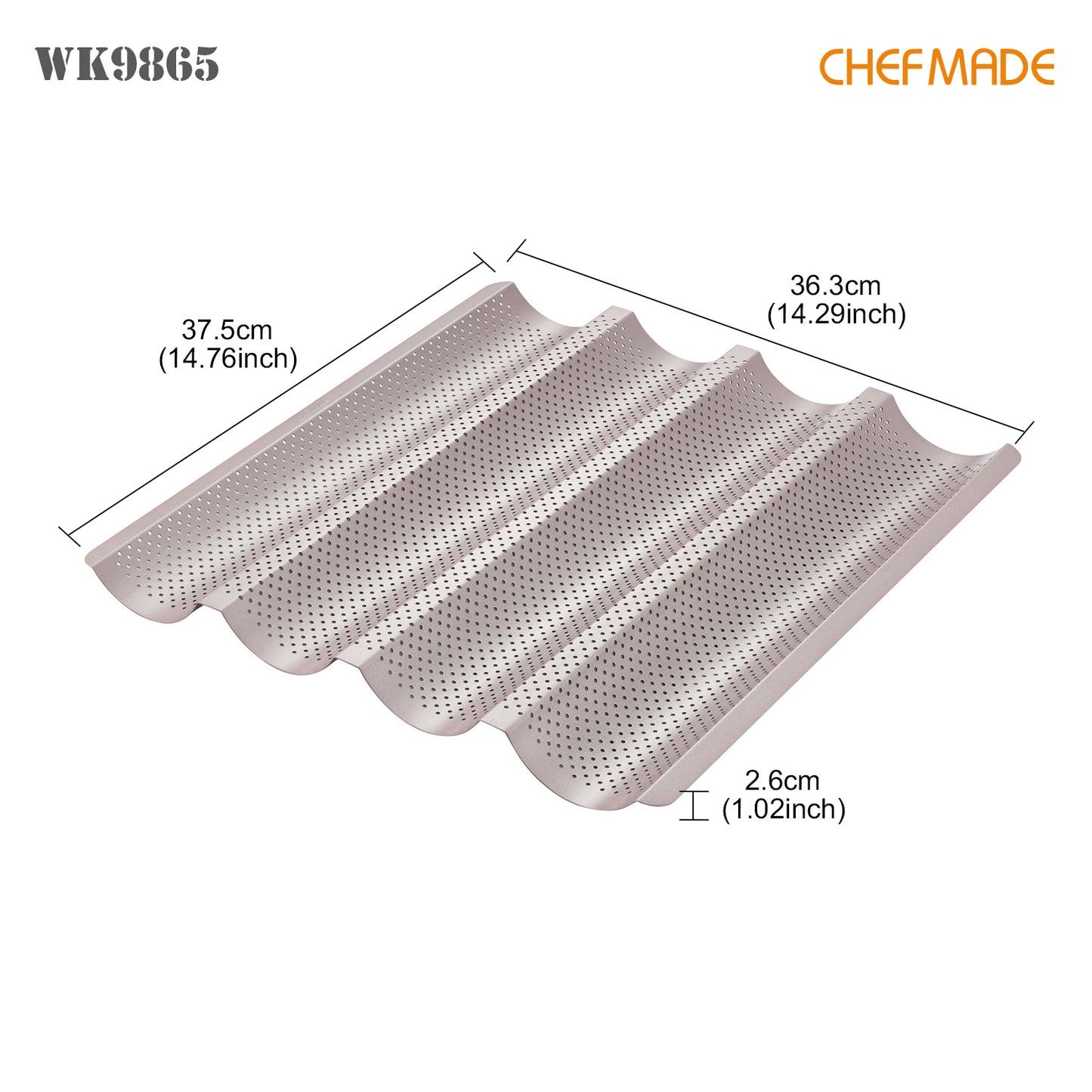14.8" x 14.2" Baguette Pan (2.8-Inch Channel)