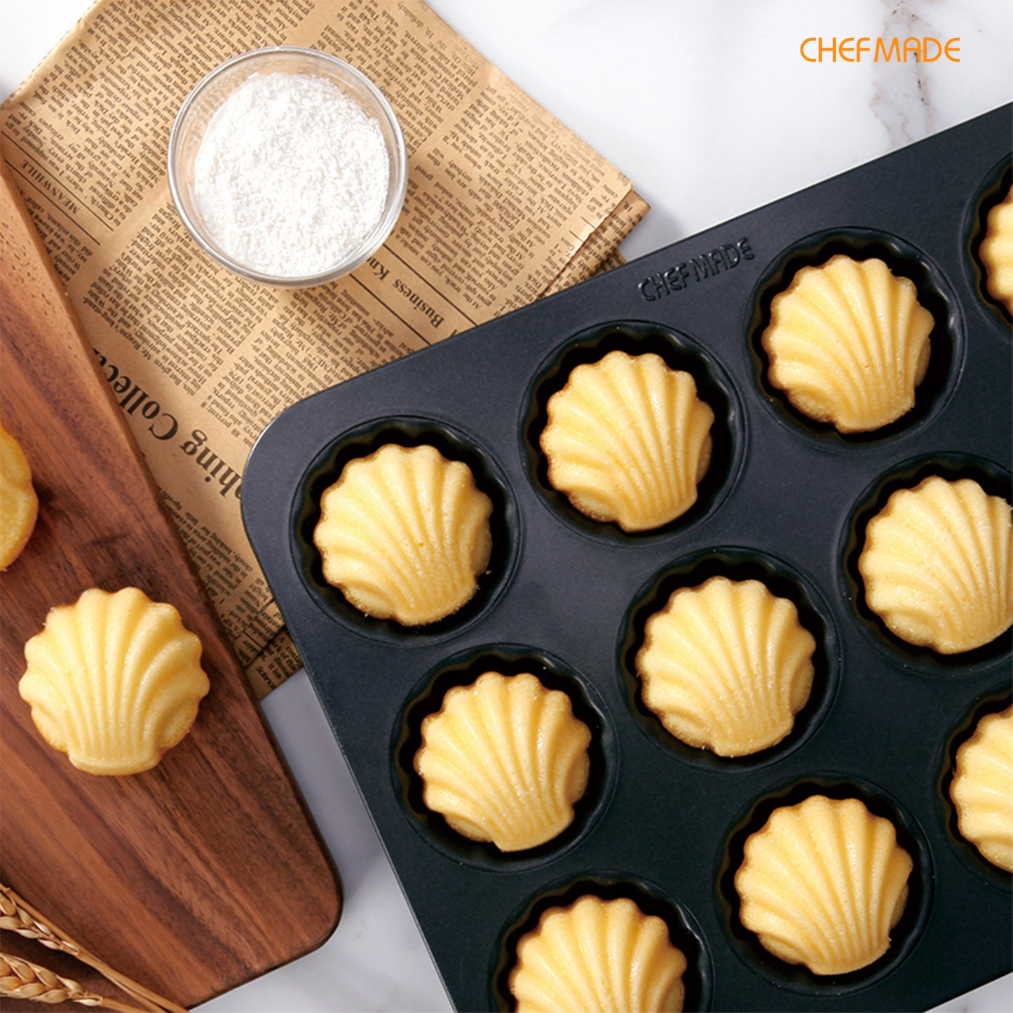 Madeline Cake Pan Spherical Shell-Shaped 12 Well