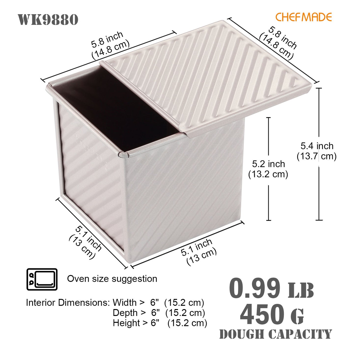 5.8" x 5.8" Corrugated Toast Box (450G Dough Capacity)