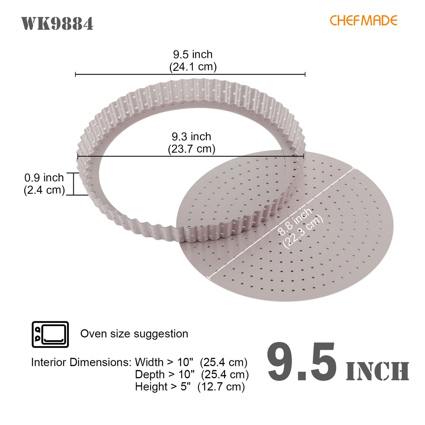 9.5" Round Tart Pan with Holes