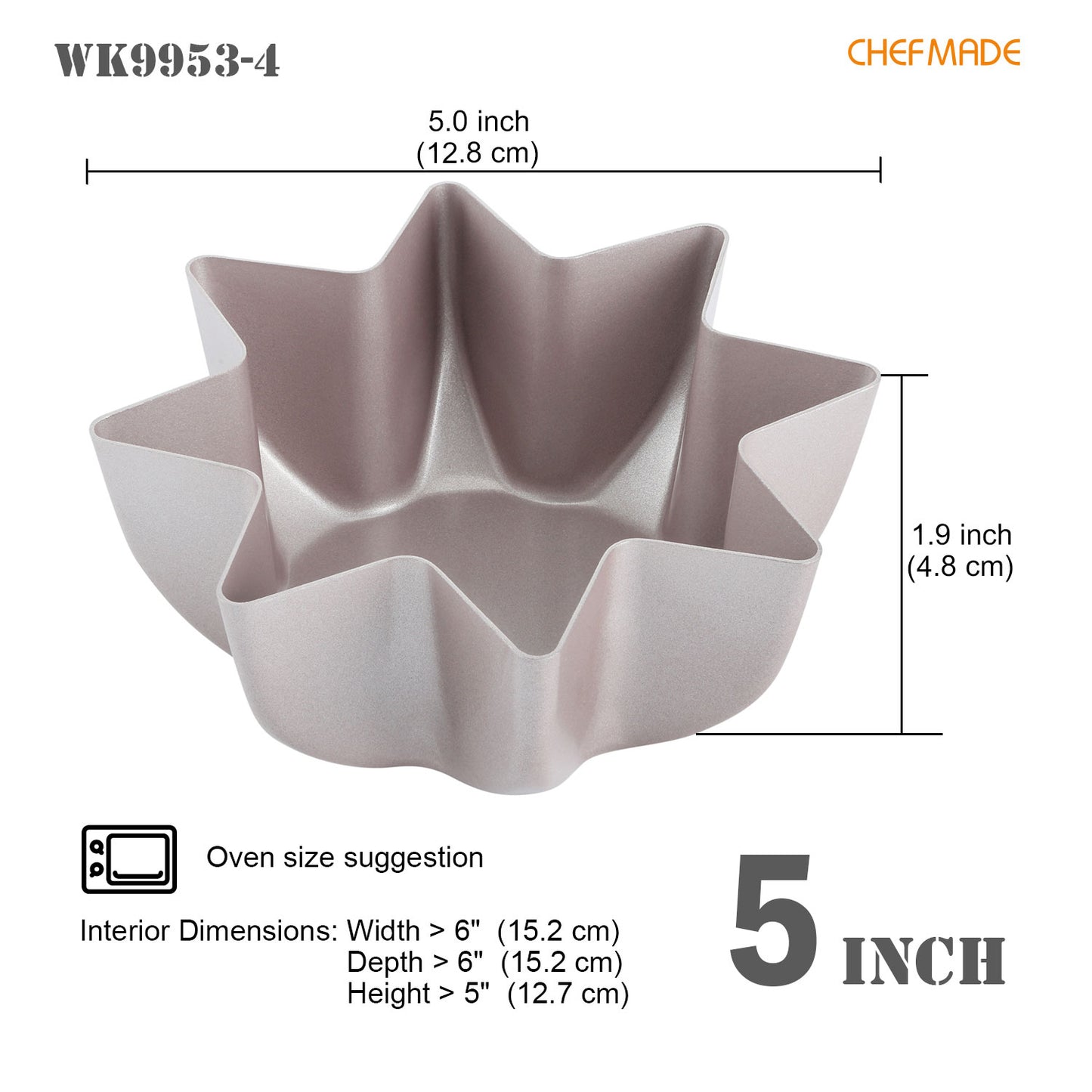 5" 4Pcs  Pandoro Shape Cake Pan