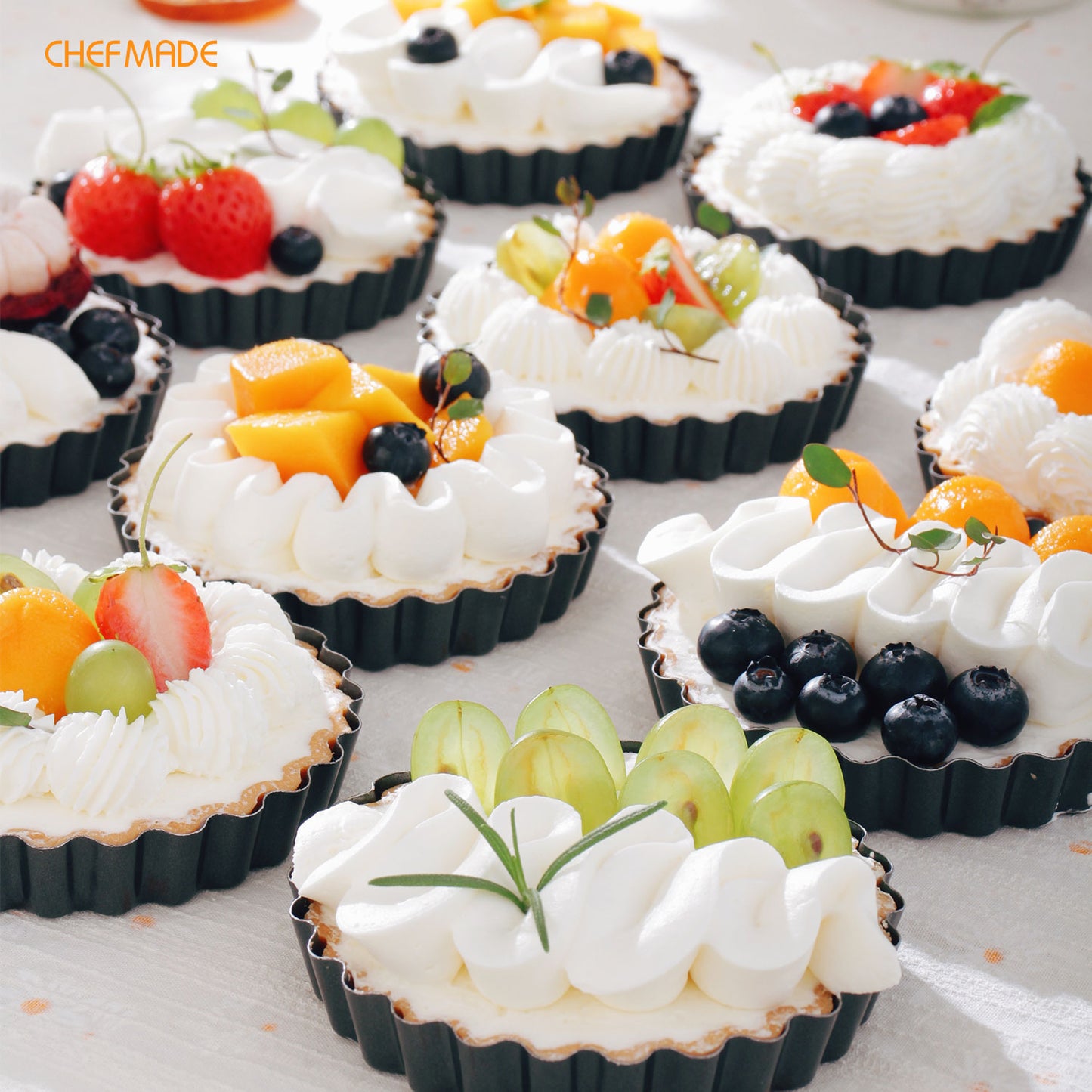 4" Mini Round Tart Pan Set 12Pcs