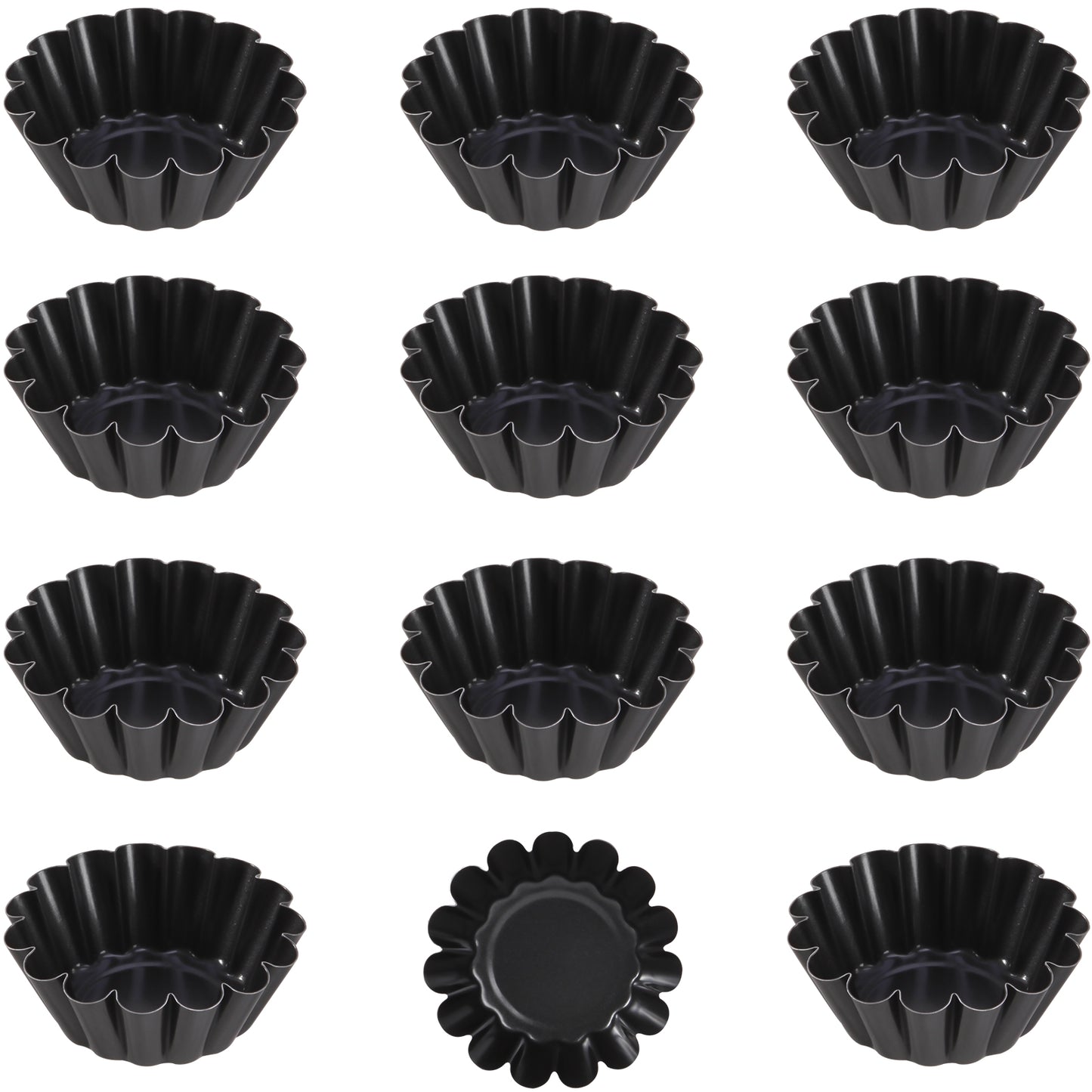 2.5" 12Pcs Round Tart Pan Set(Black)