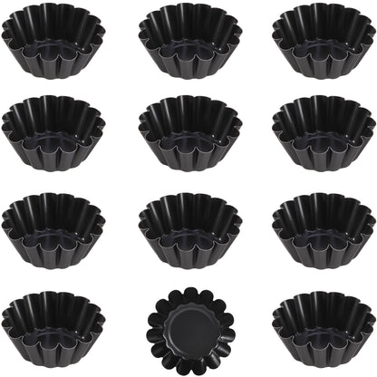 2.5" 12Pcs Round Tart Pan Set(Black)