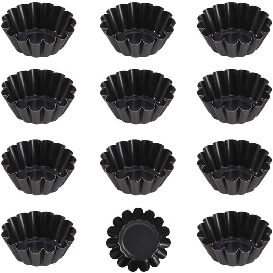 2.5" 12Pcs Round Tart Pan Set(Black)