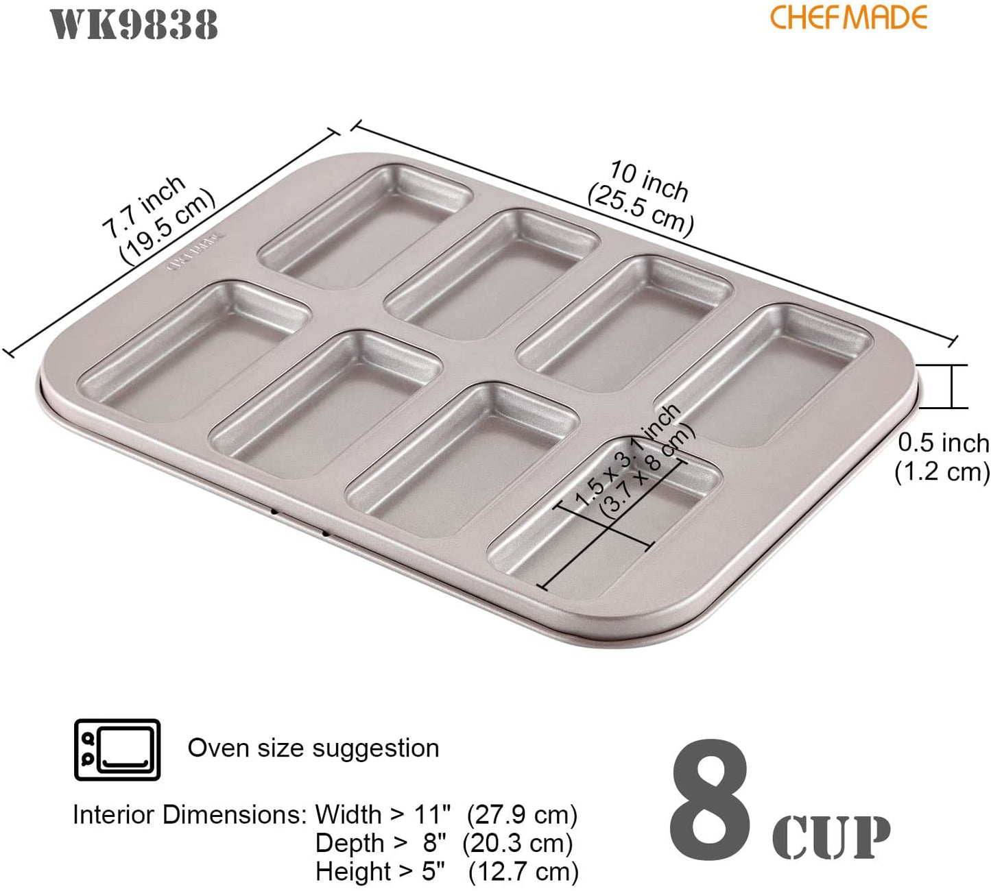 Mini Financier Cake Pan Rectangle 8 Well