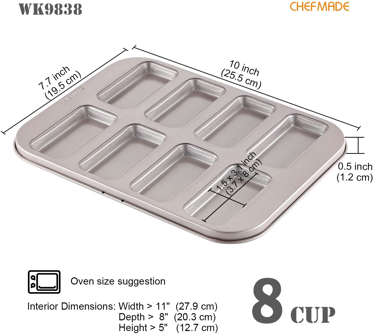 Financier Cake Pan 10 Well - CHEFMADE official store