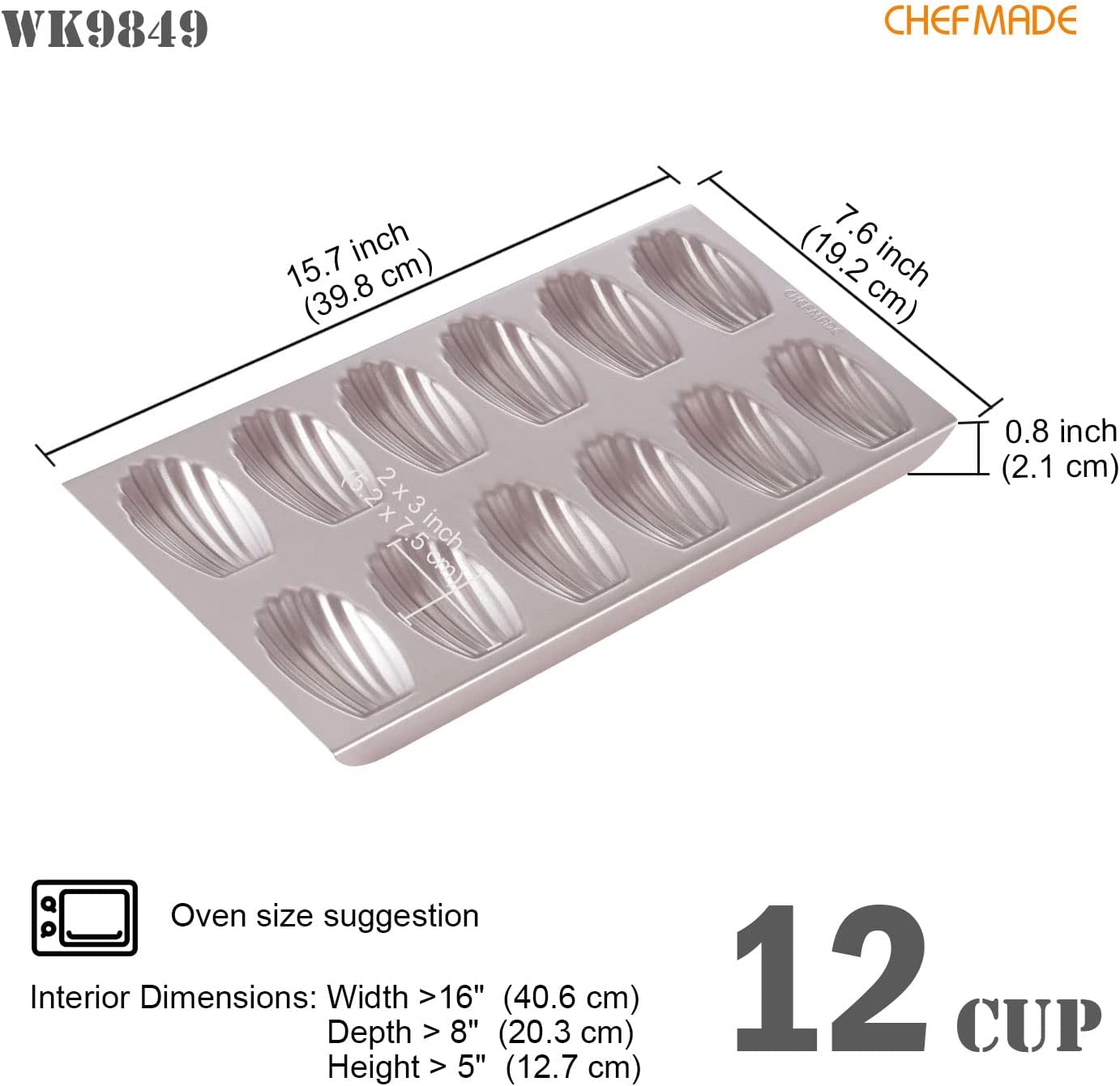 Madeleine Cake Pan Tiny 0val Shell 12 Well