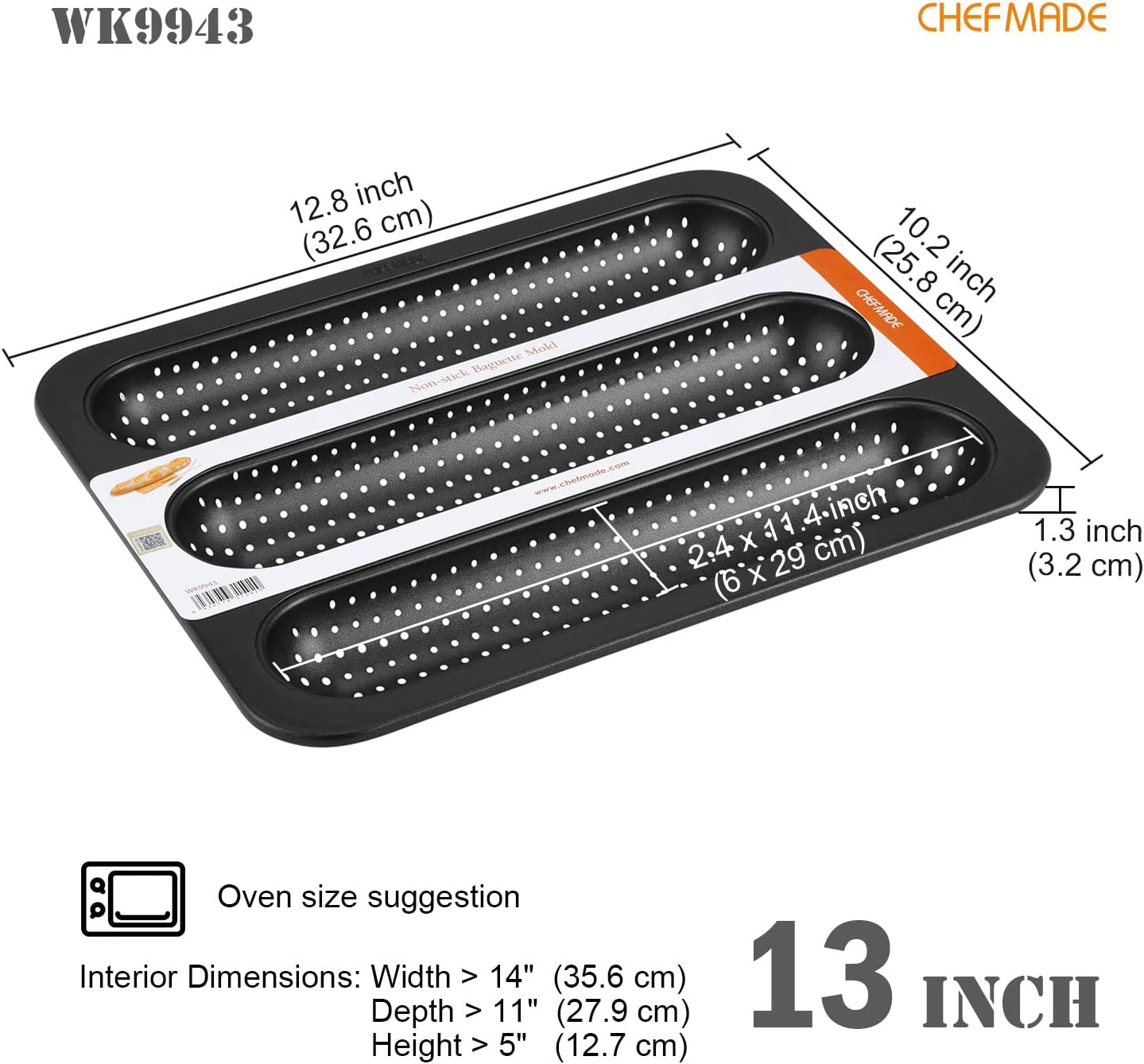 10.2" x 12.8" Baguette Pan (2.4 x 11.4 Inch Channel)