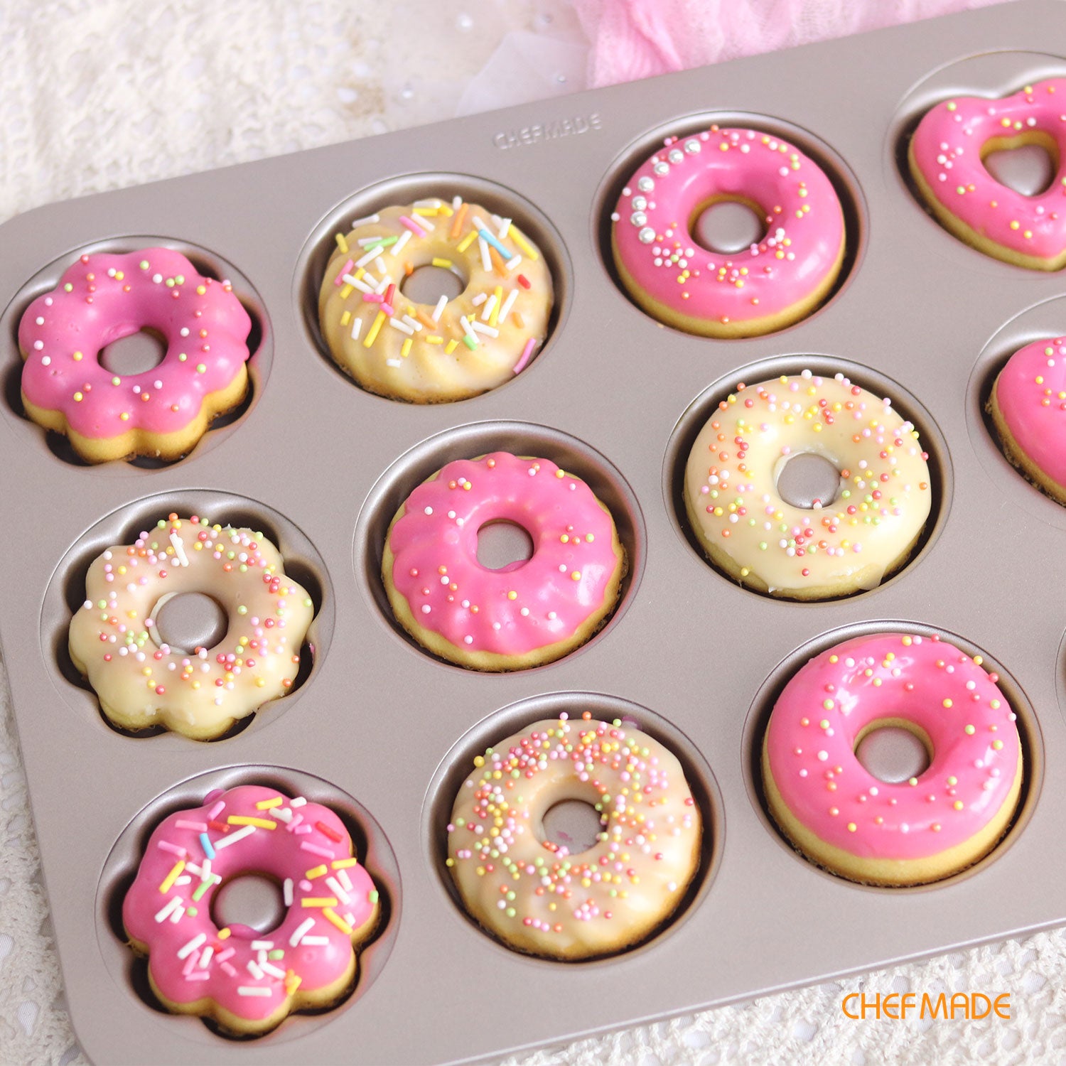 Donut Cake Pan Fancy-Shaped 12 Well - CHEFMADE official store