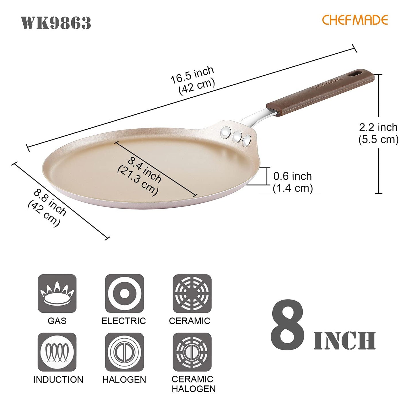 8" Round Crepe Pan with Bamboo Spreader