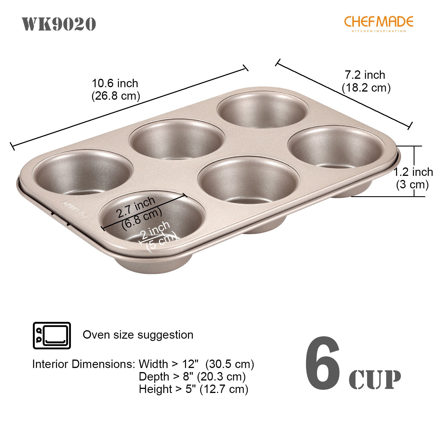 Muffin Pan Set of 2 Stainless Steel Cupcake Tin Pans with 12 Regular Size  Cups