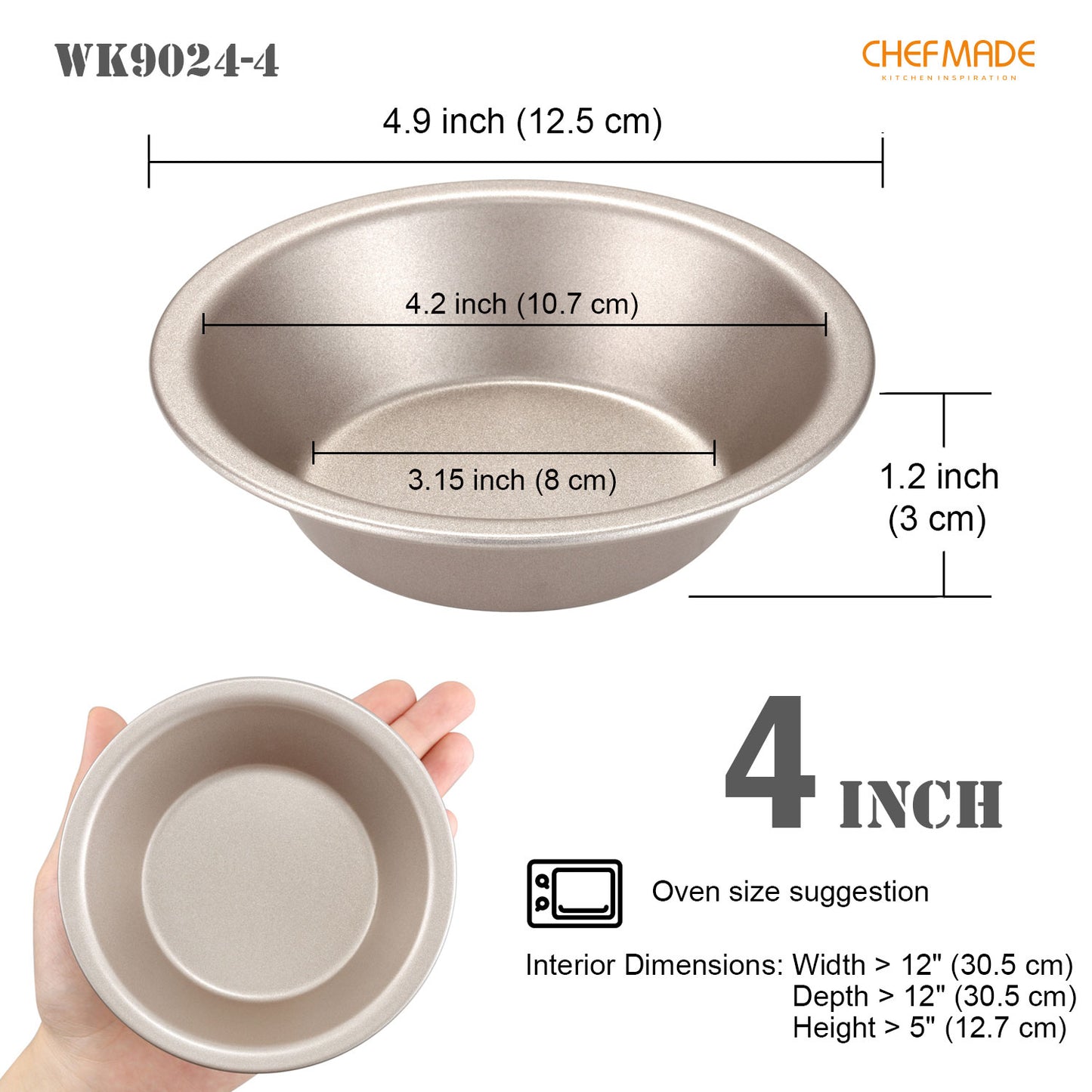 4" Mini Pie Pan Set Round Cone 4Pcs