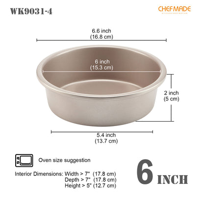 6" Round Cake Pan Set 4Pcs