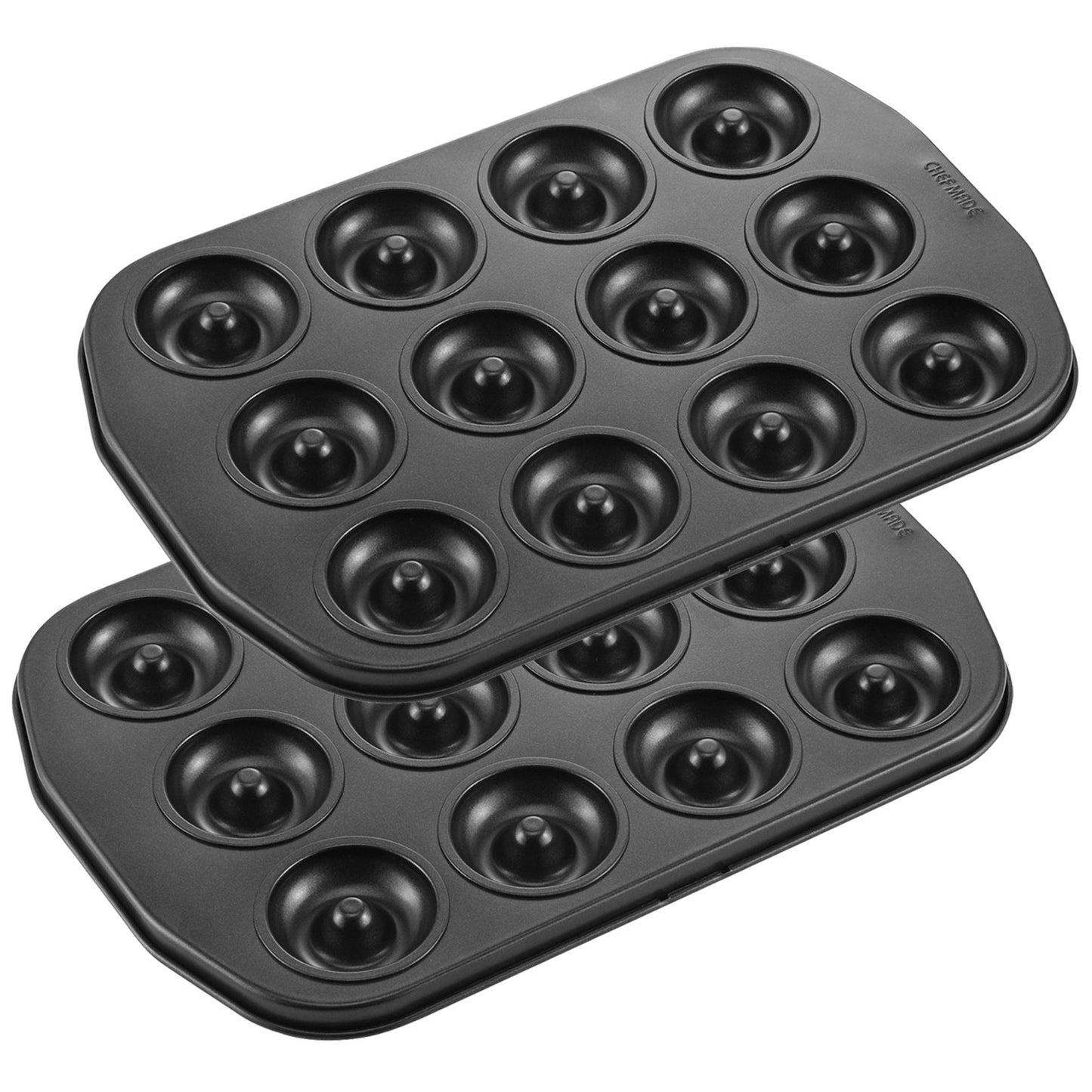 Mini Donut Cake Pan 12 Well 2Pcs (Black)