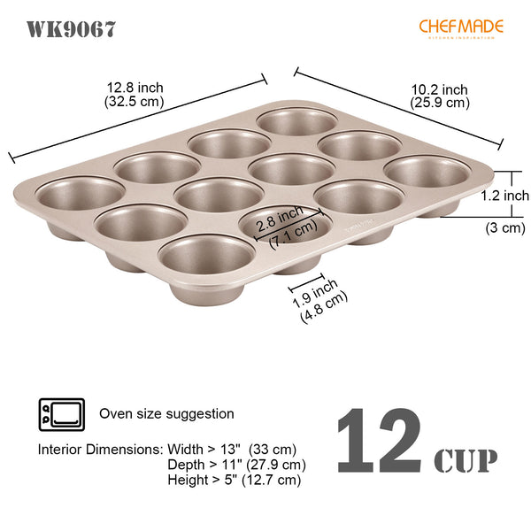 MASTER Chef Silicone Non-Stick Muffin Pan, Red, 12-Cup