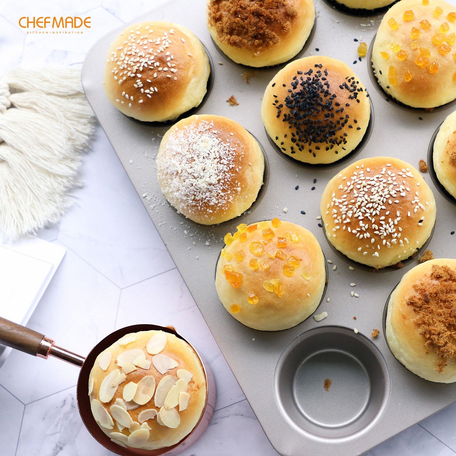 CHEFMADE Mini Muffin Pan, 12-Cavity Non-Stick Mini Cupcake Pan Bakeware for  Oven Baking (Champagne Gold)