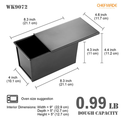 4" x 8.3" Flat Toast Box (450G Dough Capacity)