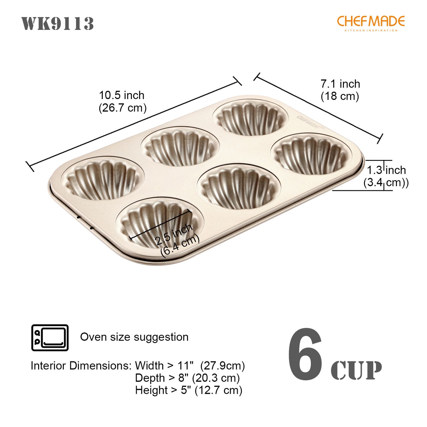 Madeline Cake Pan Spherical Shell 6 Well