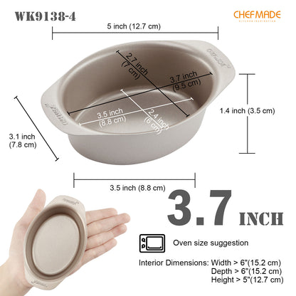 2.8" x 3.7" Cake Pan Set Oval 4Pcs